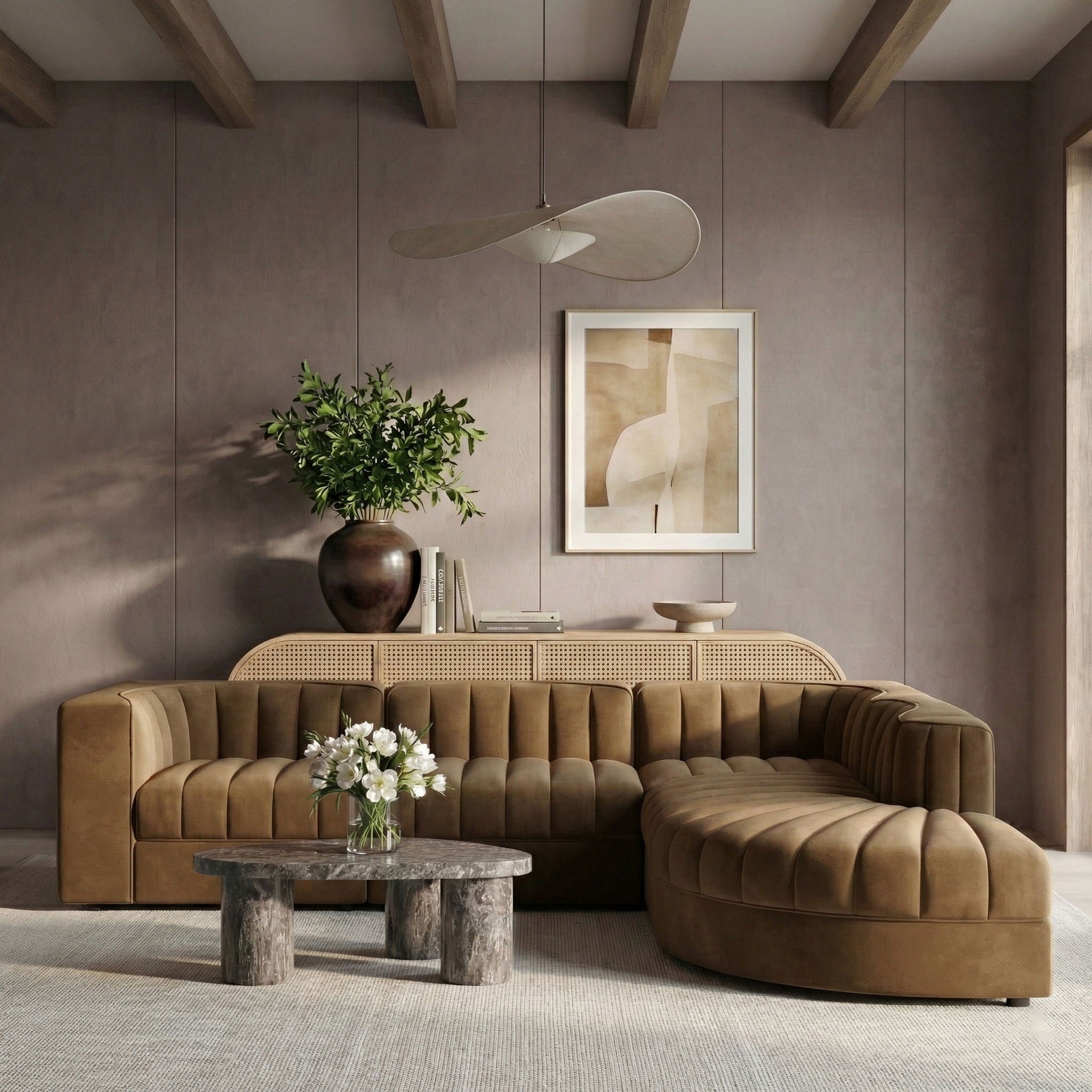 Rummi - Velvet Performance Fabric Upholstered 5 Piece Modular Sectional - Urban Living Furniture (Los Angeles, CA)