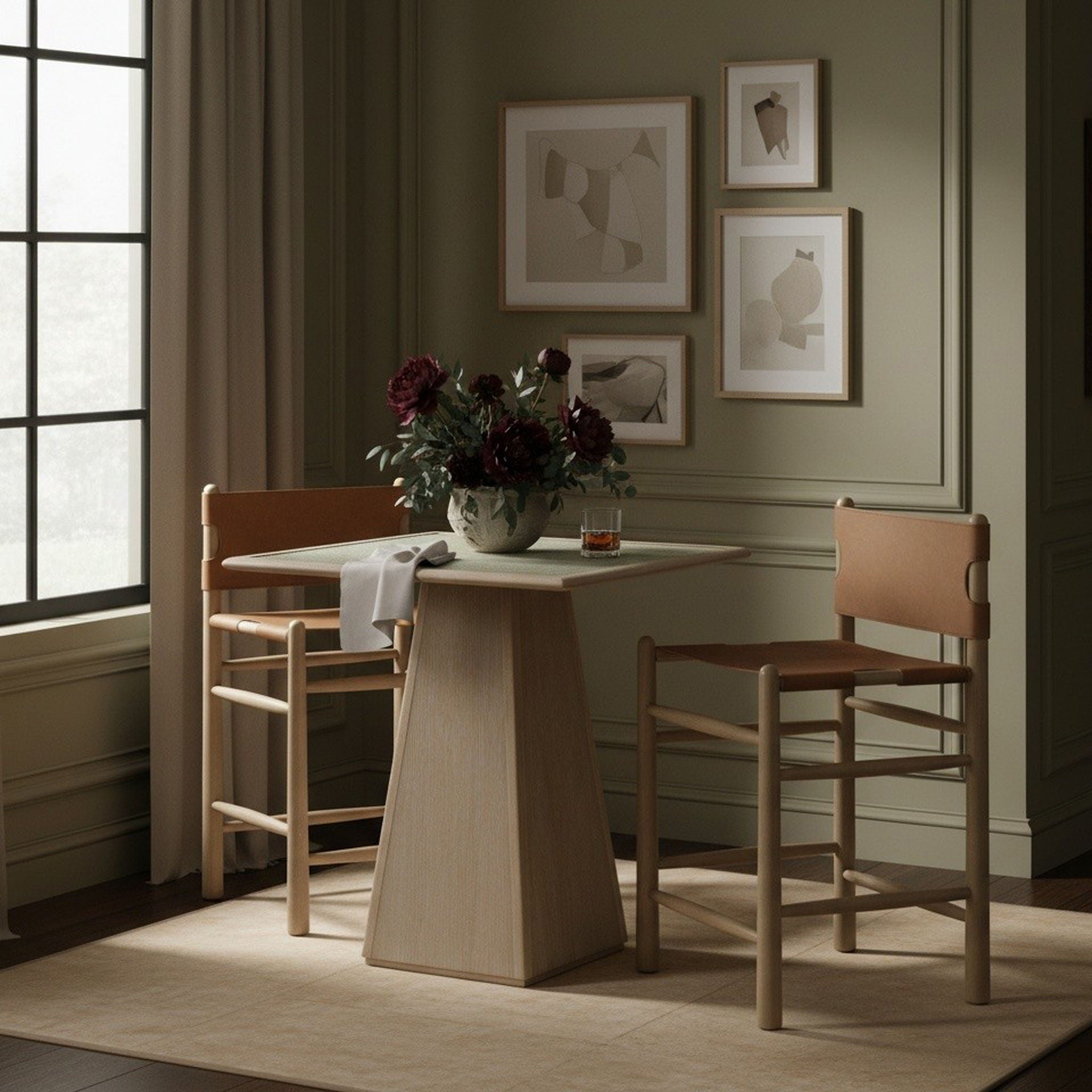 Santos - Upholstered Counter Stool With Stained Natural Base