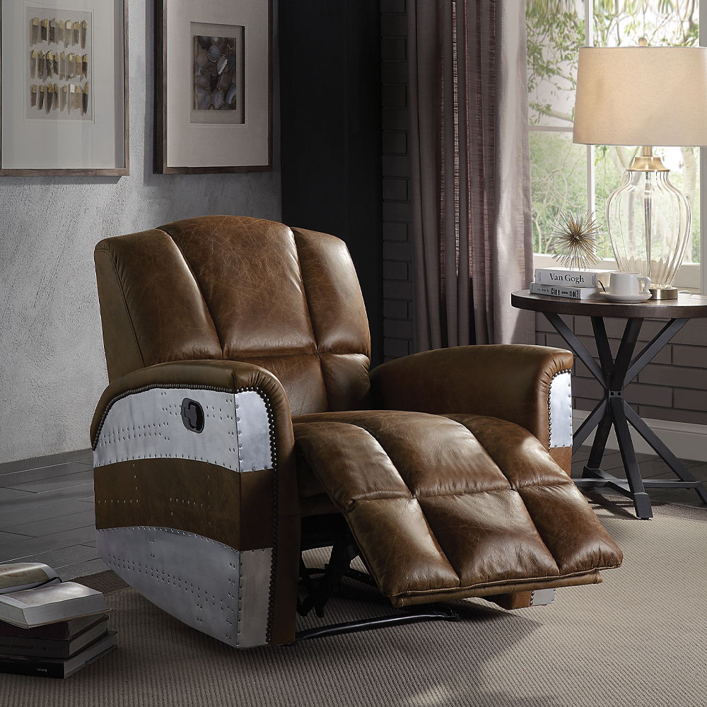 Brancaster - Power Motion Recliner - Retro Brown Top Grain Leather & Aluminum - Urban Living Furniture (Los Angeles, CA)