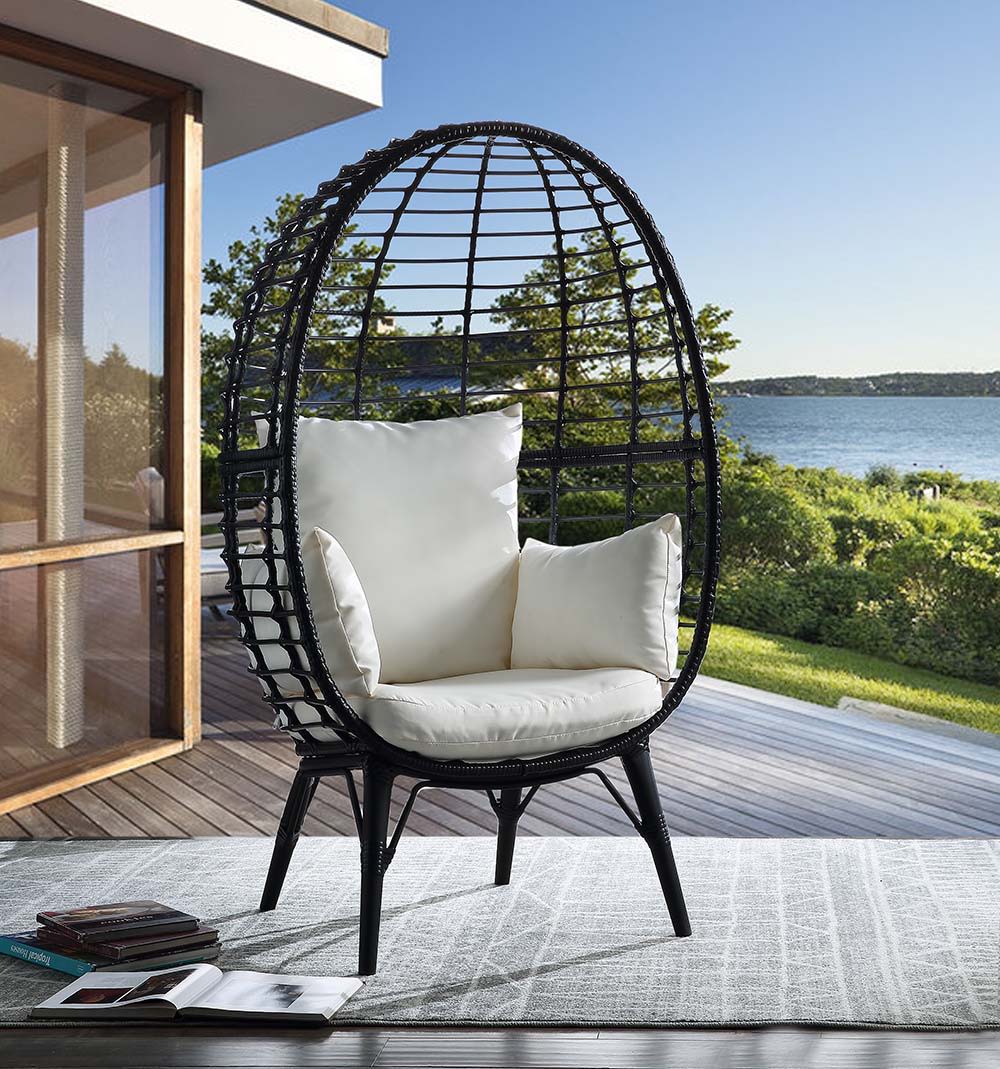 Penelope - Patio Lounge Chair - Light Gray Fabric & Black - Urban Living Furniture (Los Angeles, CA)