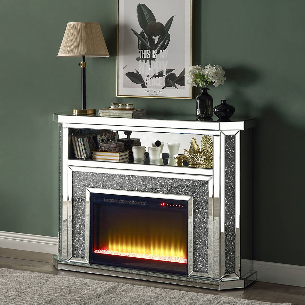 Noralie - 51" Fireplace With LED - Mirrored & Faux Diamonds - Urban Living Furniture (Los Angeles, CA)