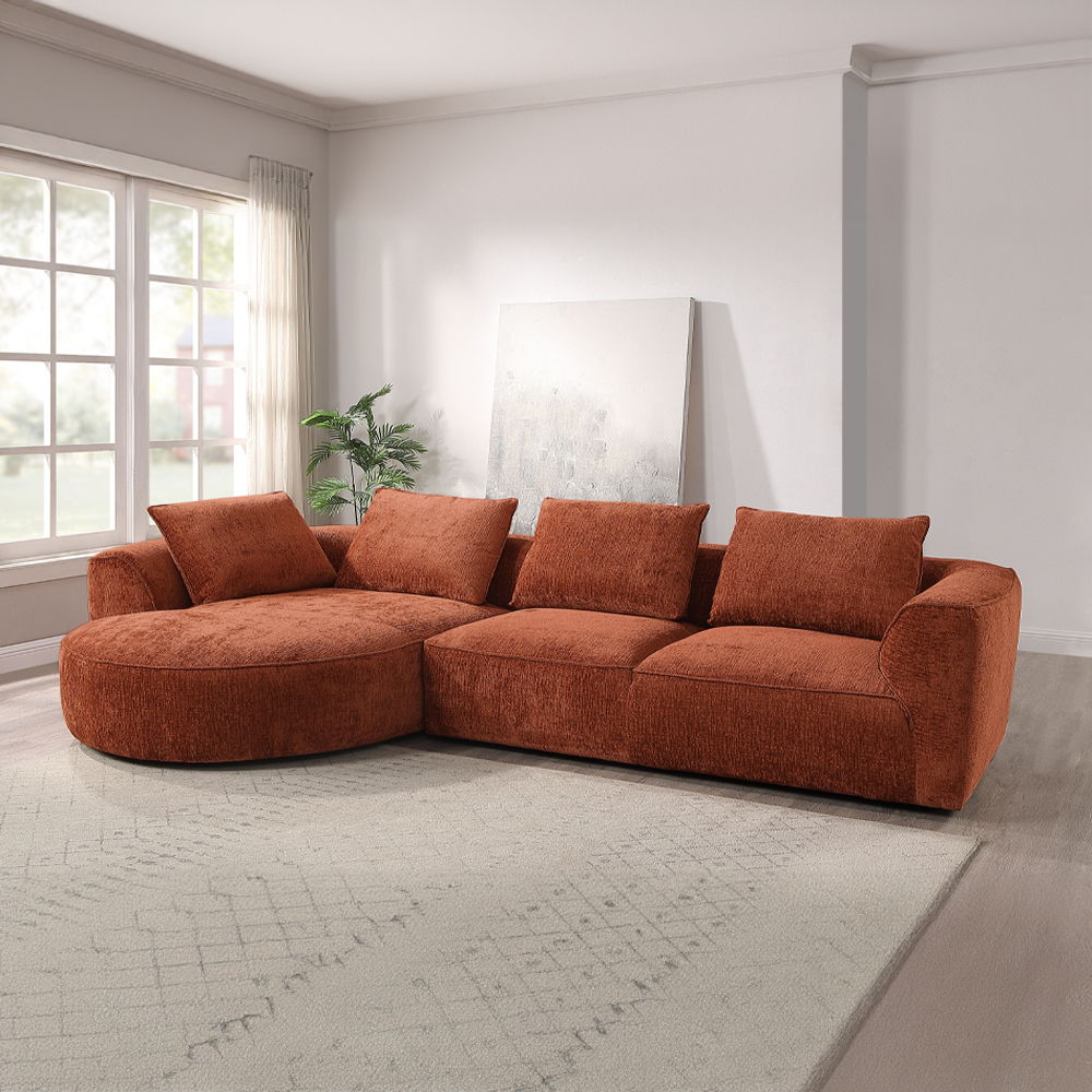 Aceso - Sectional Sofa With 4 Pillows - Rust Brown Chenille - Urban Living Furniture (Los Angeles, CA)