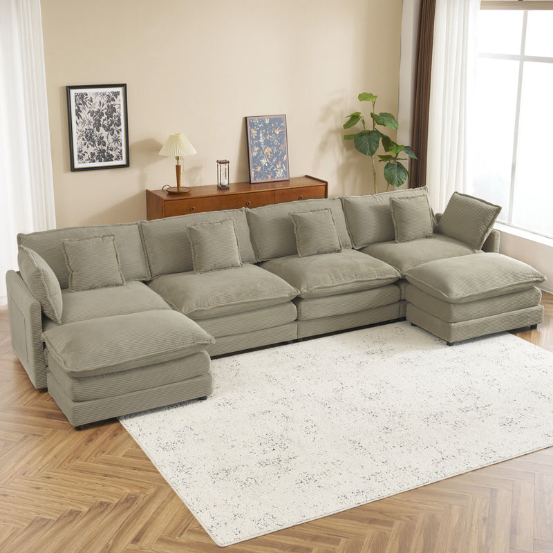 Modern Modular Sectional Sofa With Side Storage Pockets For Living Room