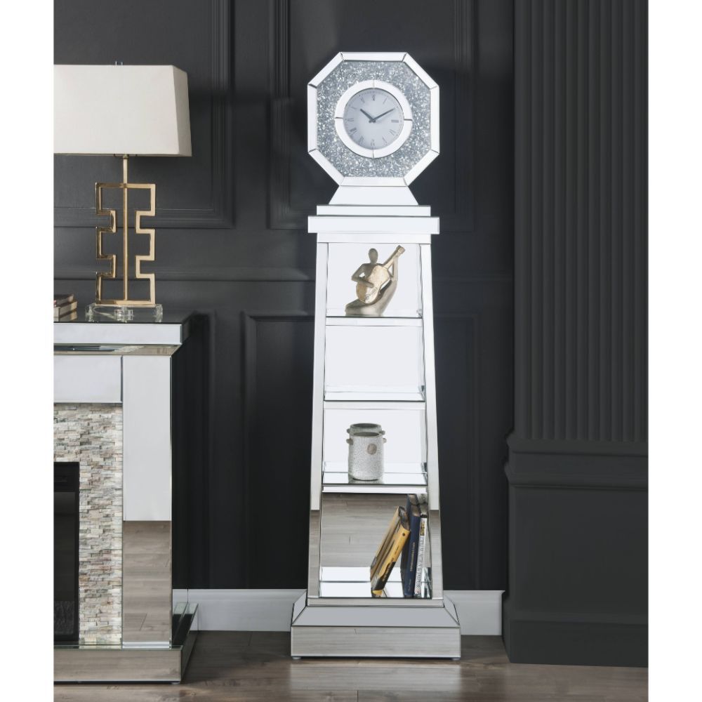 Noralie - Grandfather Clock - Mirrored & Faux Diamonds - 63" - Urban Living Furniture (Los Angeles, CA)