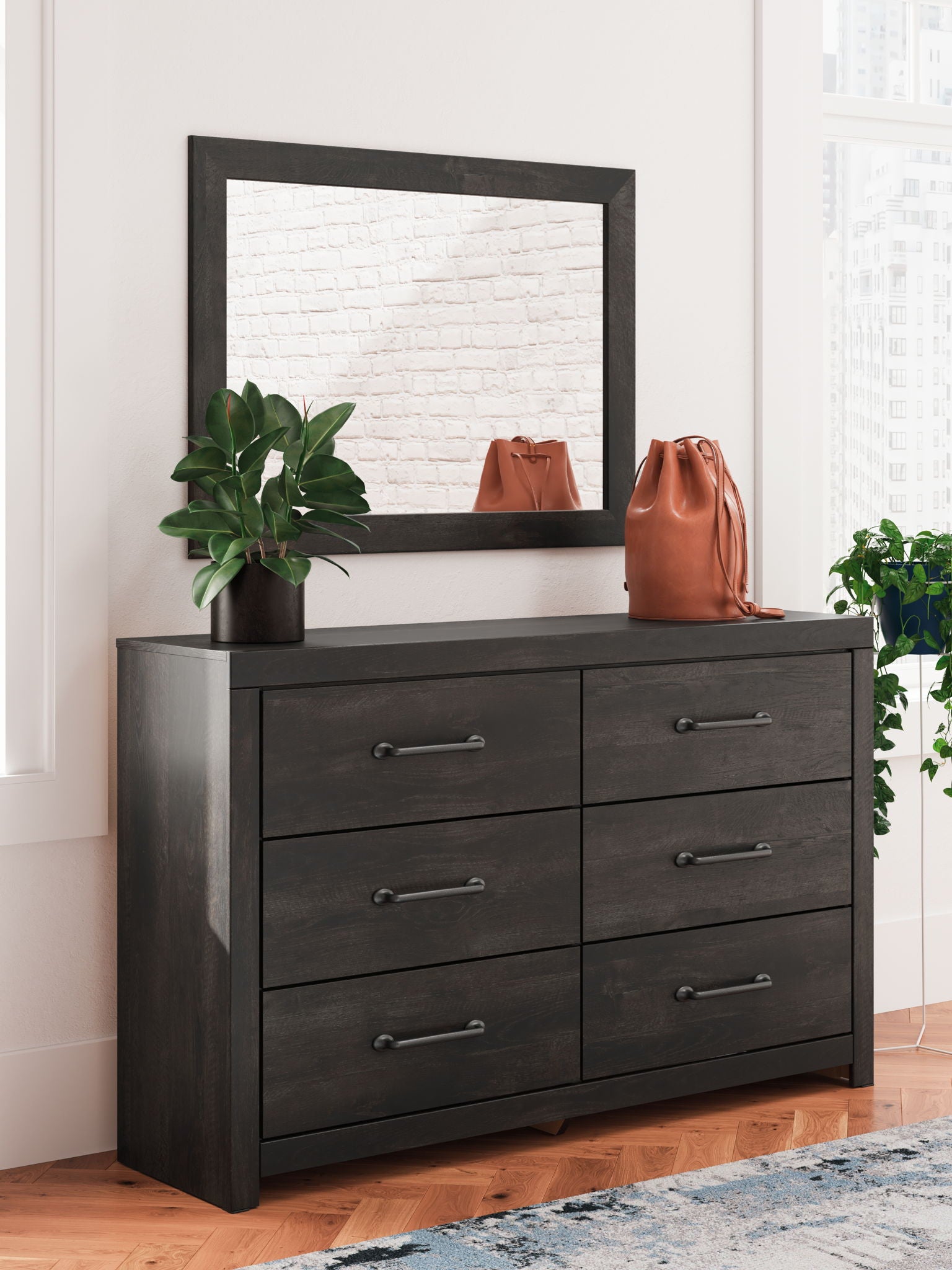 Hollivern - Dark Gray - Dresser And Mirror - Urban Living Furniture (Los Angeles, CA)