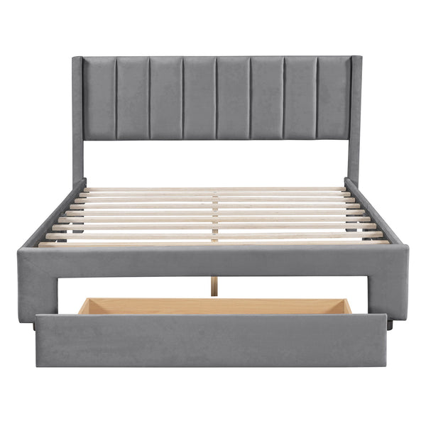 Storage Elegant Upholstered Platform Bed With Drawer
