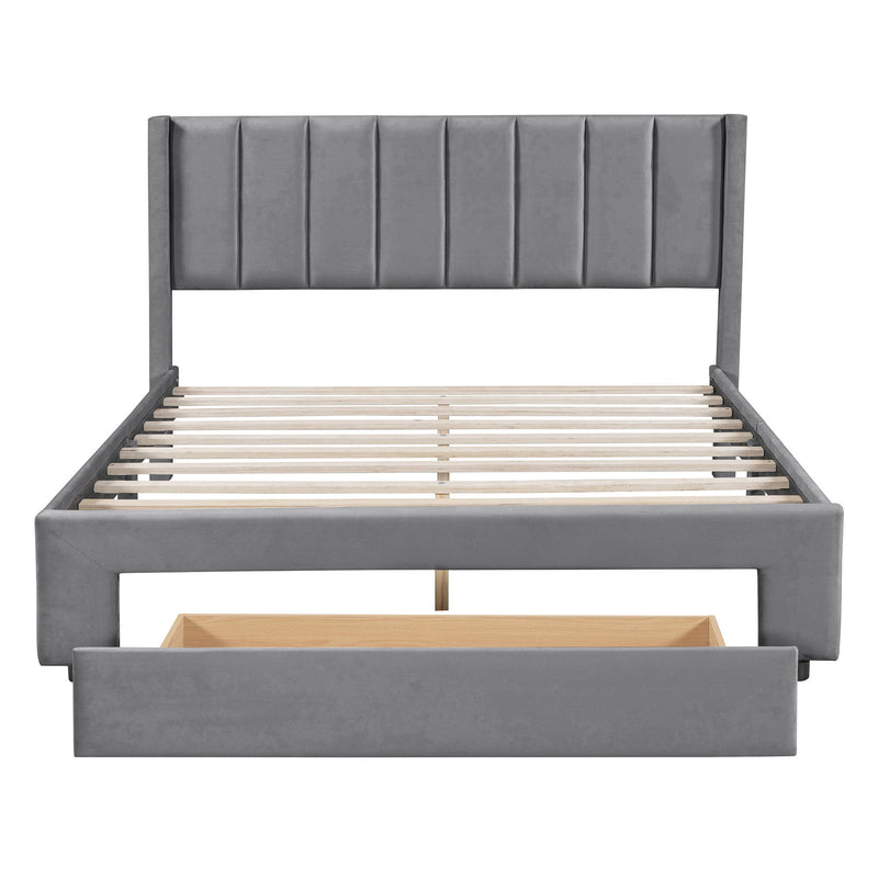 Storage Elegant Upholstered Platform Bed With Drawer