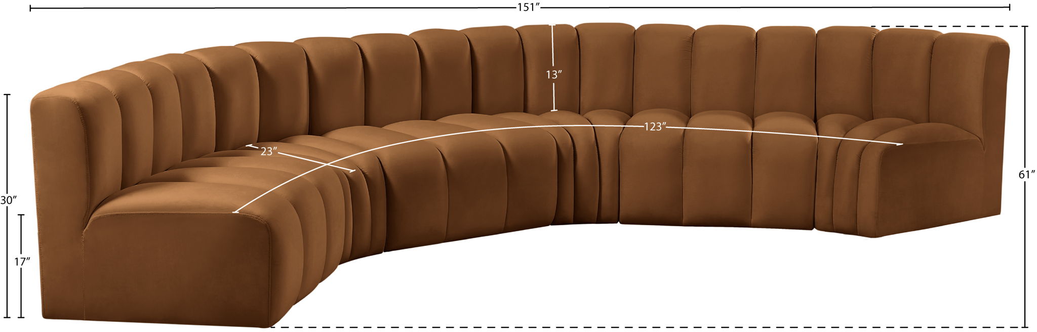 Arc - Velvet 6 Piece U-Shaped Modular Sofa - Saddle - Urban Living Furniture (Los Angeles, CA)