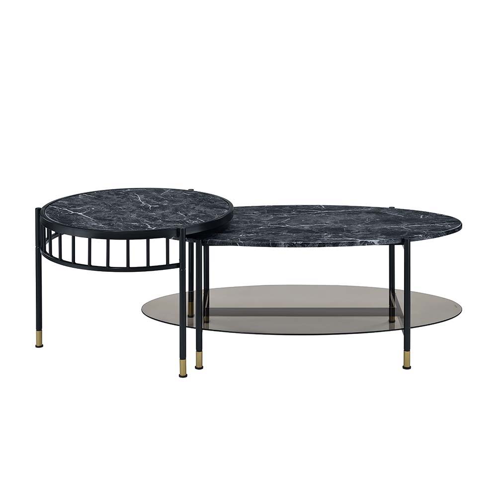 Silas - Nesting Coffee Table Set - Faux Marble Top & Black - Urban Living Furniture (Los Angeles, CA)