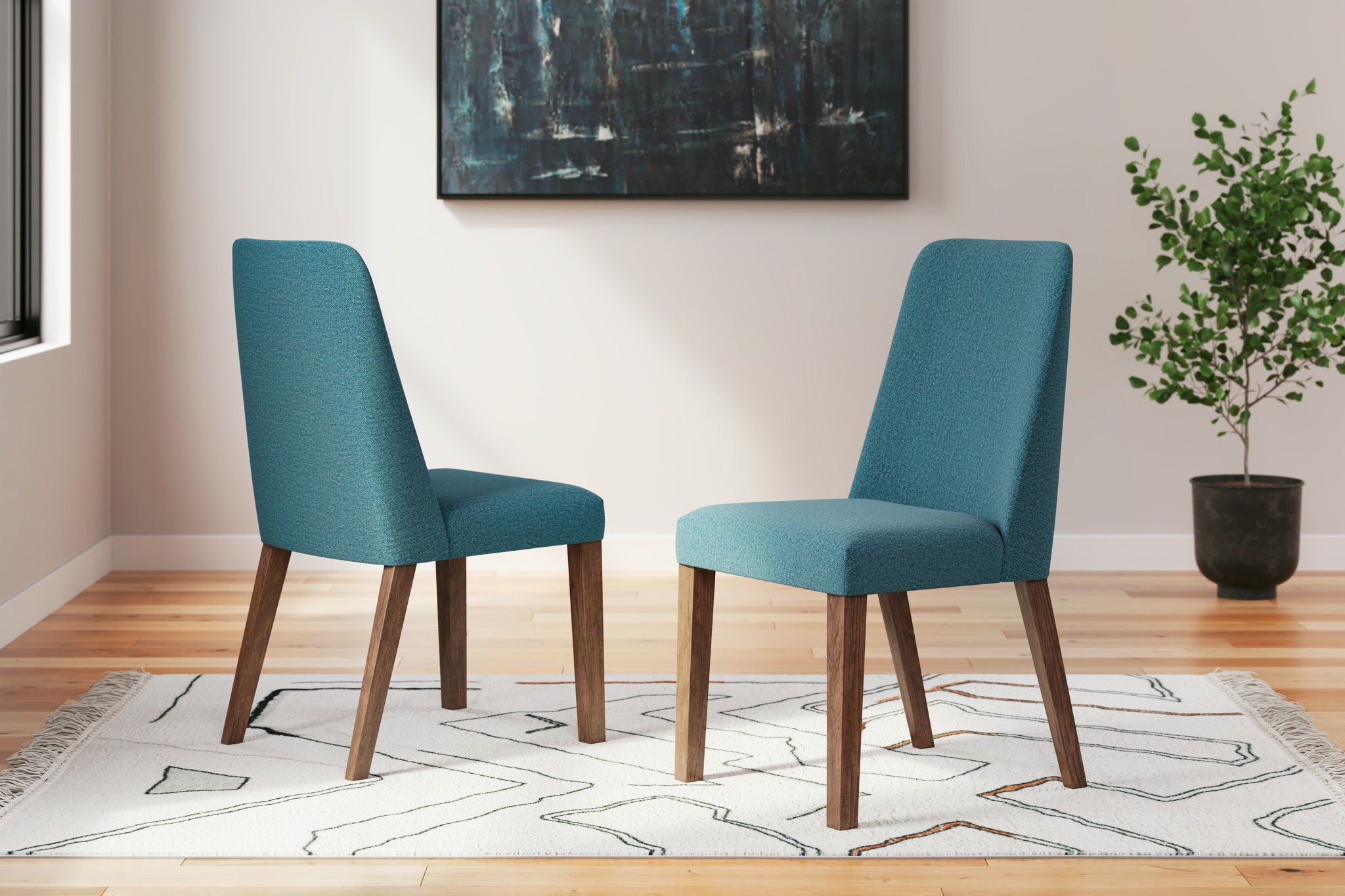 Lyncott - Blue / Brown - Dining Uph Side Chair (Set of 2) - Urban Living Furniture (Los Angeles, CA)