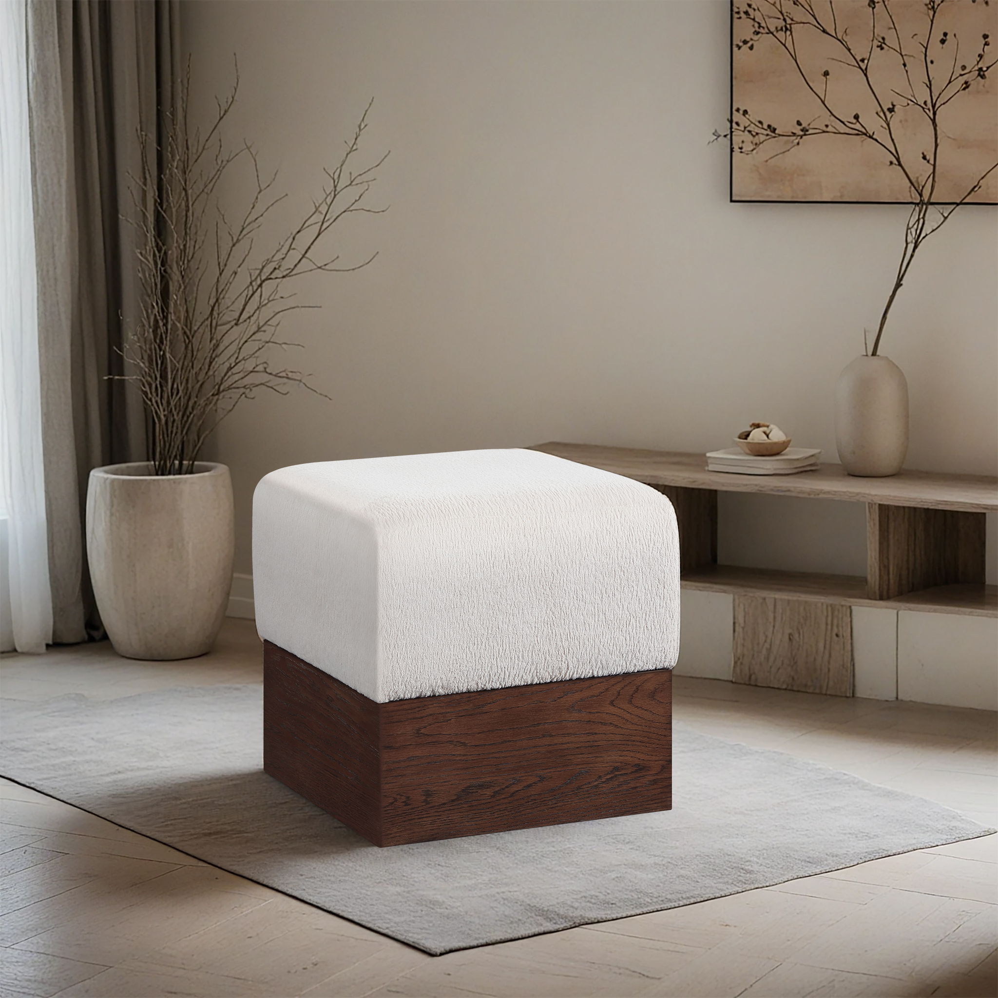 Havre - Ottoman / Stool With Brown Base - Urban Living Furniture (Los Angeles, CA)