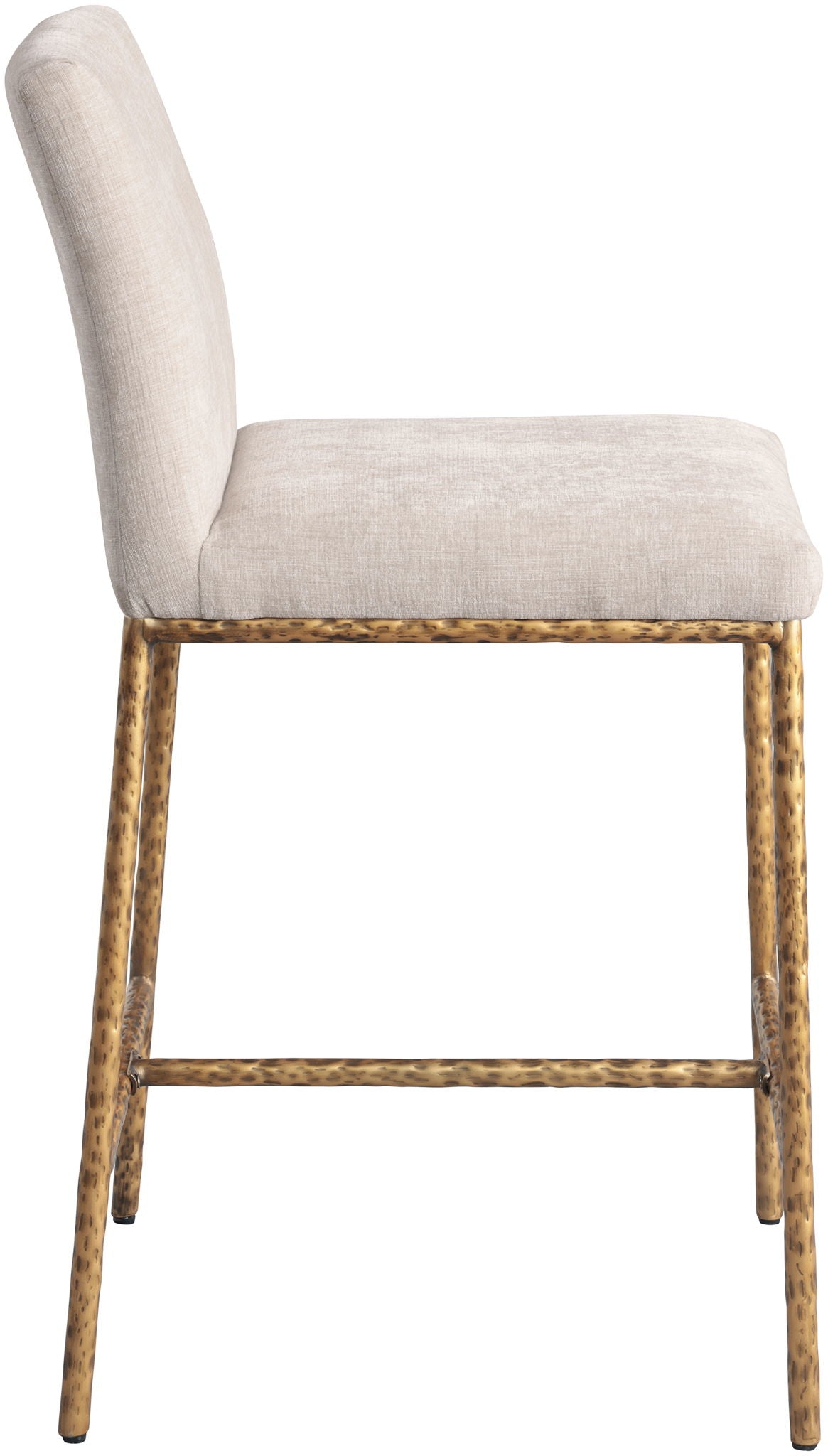 Reeves - Chenille Fabric Upholstered Counter Stool (Set of 2) - Gold Base