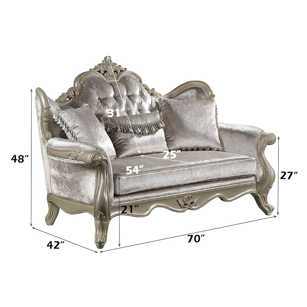 Libertee - Loveseat With 3 Pillows - Beige Fabric & Champagne - Urban Living Furniture (Los Angeles, CA)