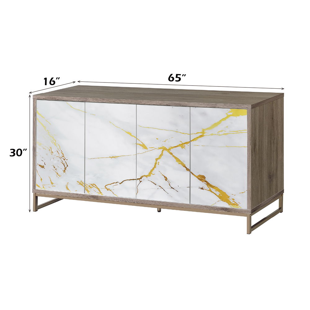 Paavan - Console Cabinet - White Marble Print Oak & Champagne - Urban Living Furniture (Los Angeles, CA)