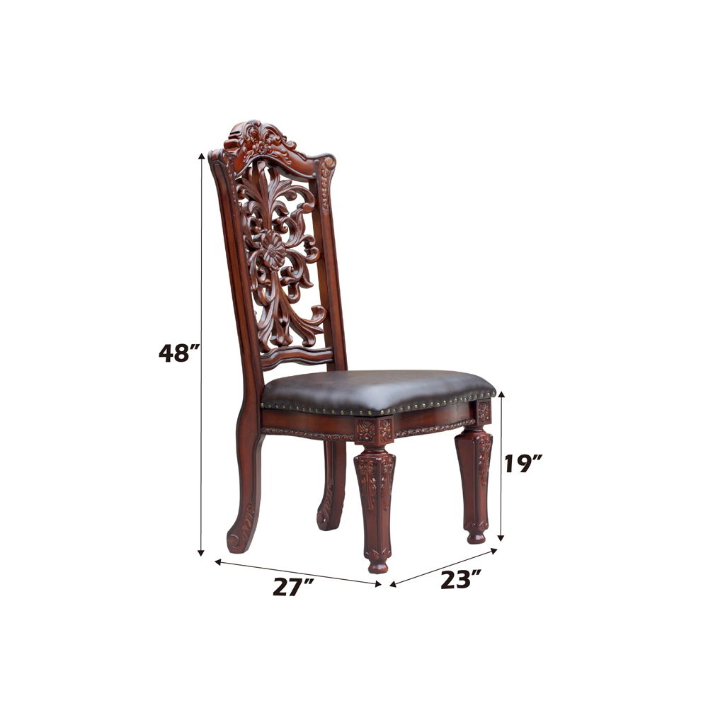 Vendome - Side Chair (Set of 2) - Brown Synthetic Leather & Cherry - Urban Living Furniture (Los Angeles, CA)
