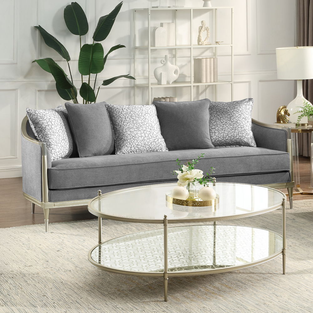 Fernando - Sofa With 5 Pillows - Gray Chenille & Champagne - Urban Living Furniture (Los Angeles, CA)
