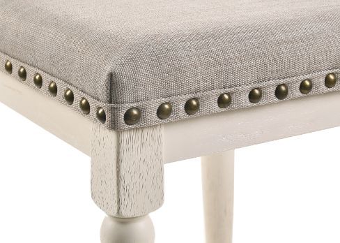 Tasnim - Stool (Set of 2) - Tan Fabric & Antique White Finish - Urban Living Furniture (Los Angeles, CA)