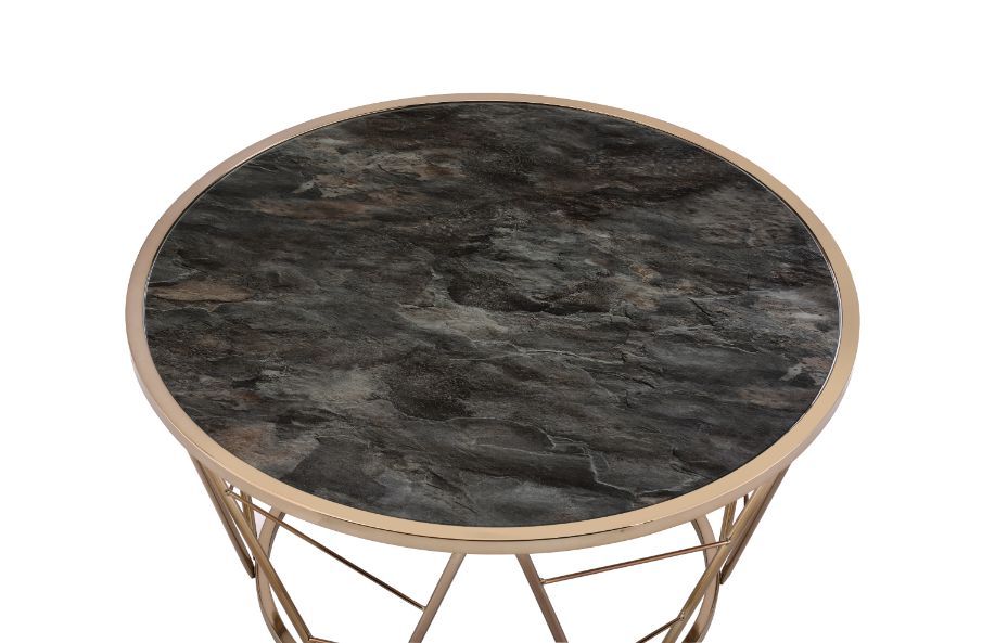 Cicatrix - Coffee Table - Faux Black Marble Glass & Champagne Finish - Urban Living Furniture (Los Angeles, CA)