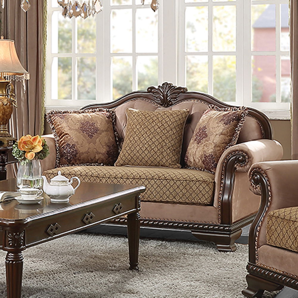 Chateau De Ville - Loveseat With 3 Pillows (Same Lv01589) - Fabric & Espresso - Urban Living Furniture (Los Angeles, CA)