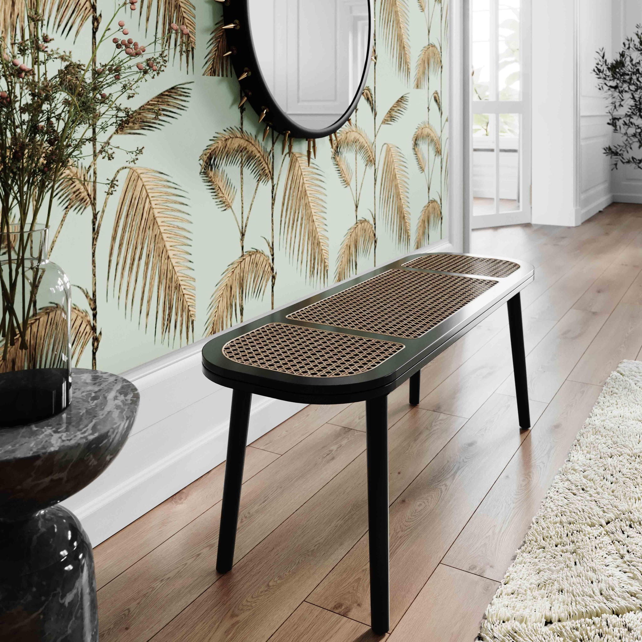 Emilia - Cane Bench - Black - Urban Living Furniture (Los Angeles, CA)