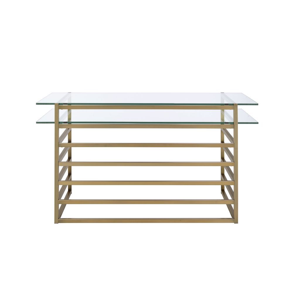 Shona - Desk - Antique Gold & Clear Glass - Urban Living Furniture (Los Angeles, CA)