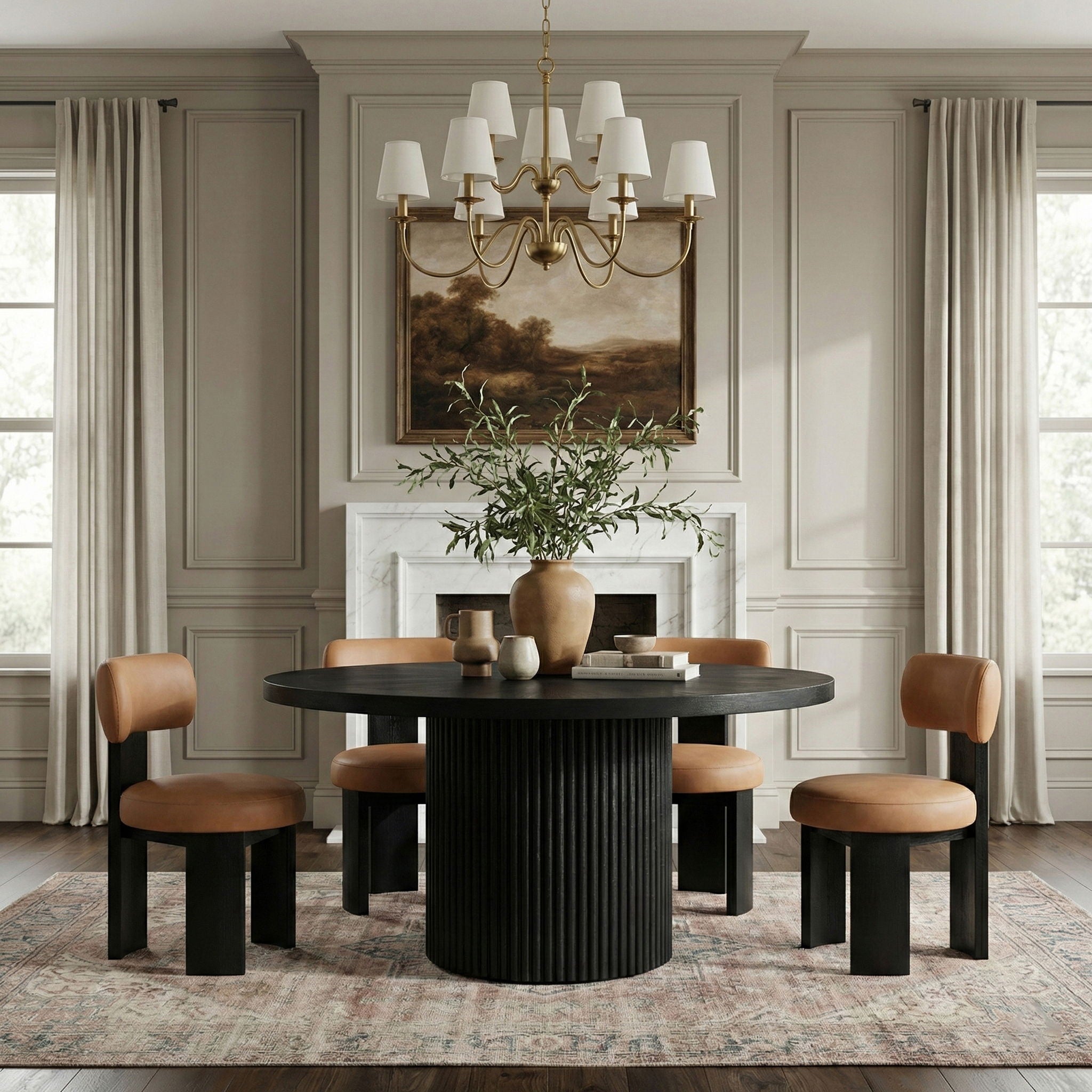 Atelier - Vegan Leather Upholstered Dining Chair (Set of 2) - Black Frame - Urban Living Furniture (Los Angeles, CA)