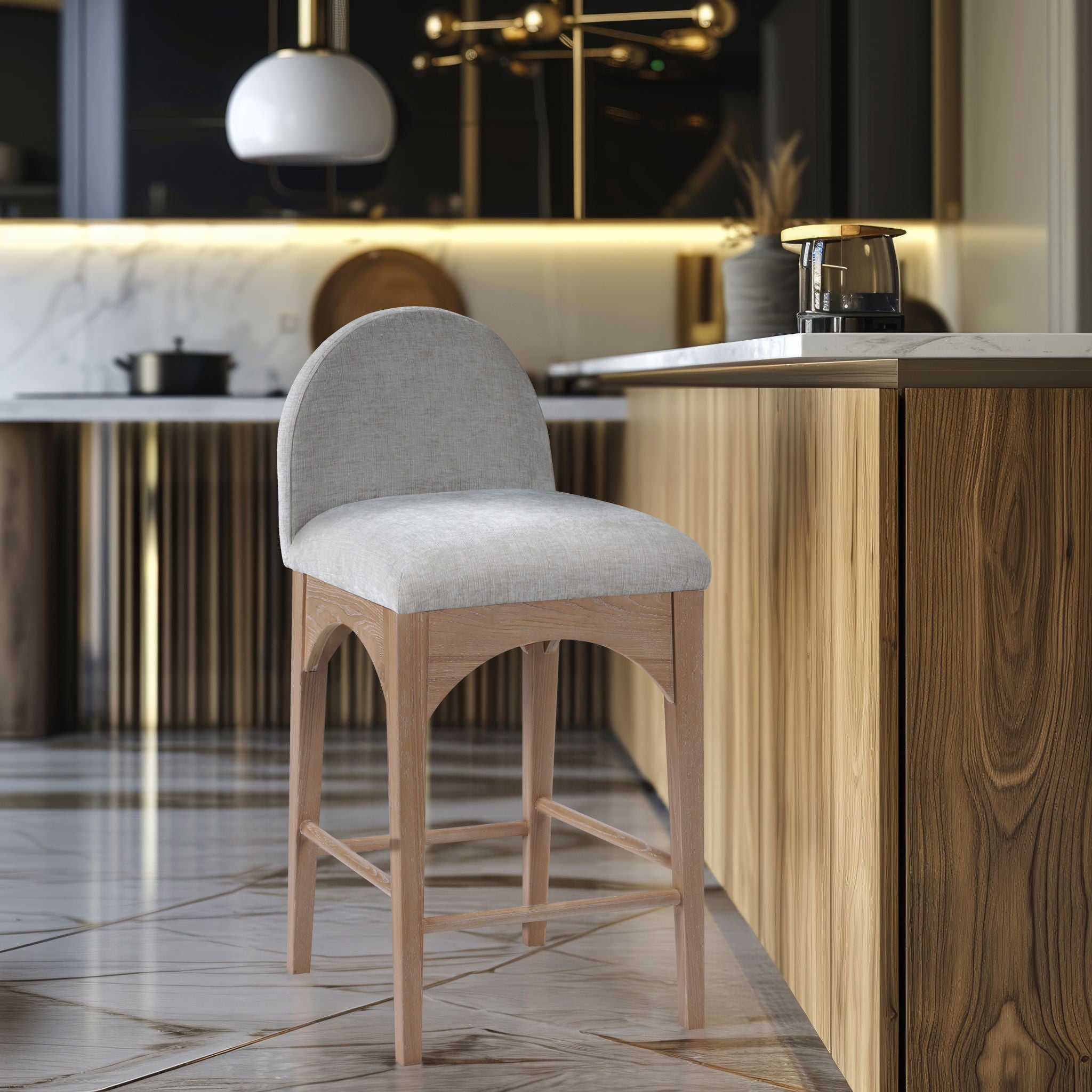 Waldorf - Chenille Stool With Natural Legs - Urban Living Furniture (Los Angeles, CA)