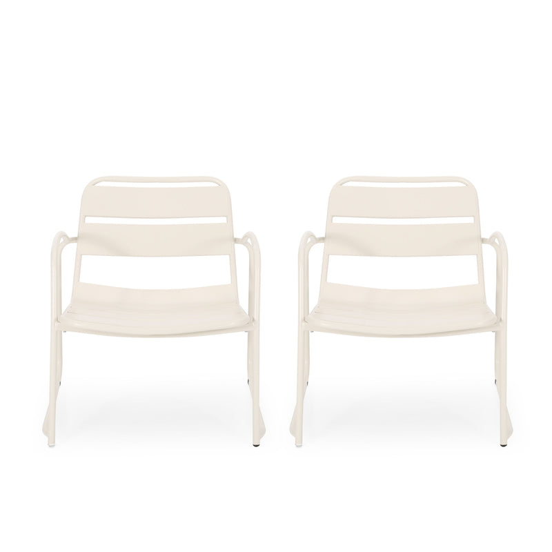 Outdoor Accent Chair With Metal Frame - White