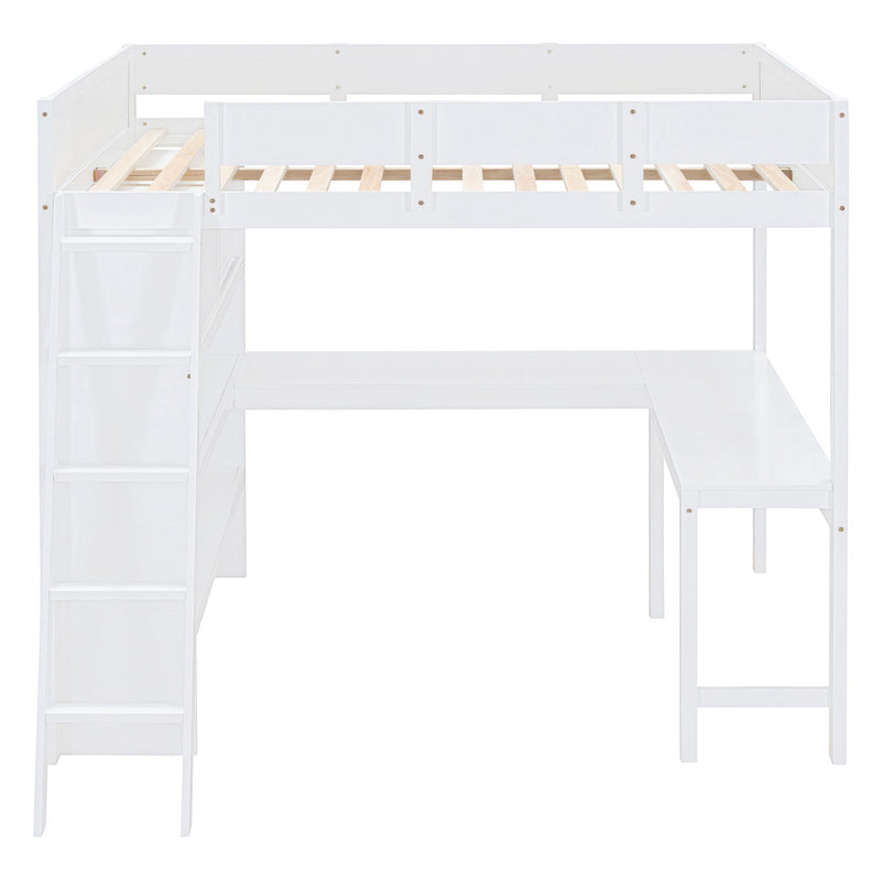Modern Loft Bed With Desk And Shelves
