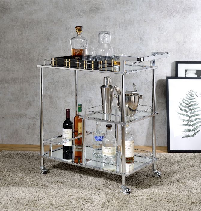 Splinter - Serving Cart - Clear Glass & Chrome Finish - Urban Living Furniture (Los Angeles, CA)