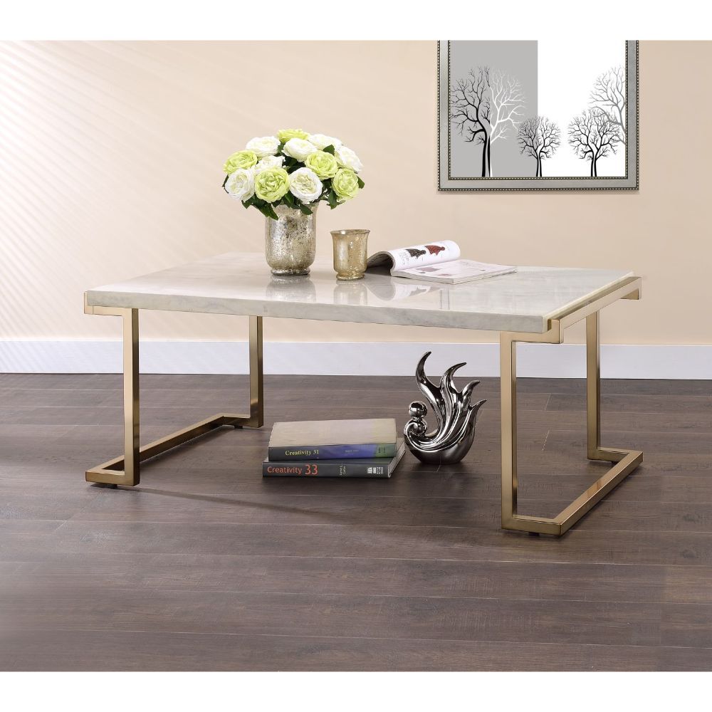 Boice II - Coffee Table - Faux Marble & Champagne - Urban Living Furniture (Los Angeles, CA)