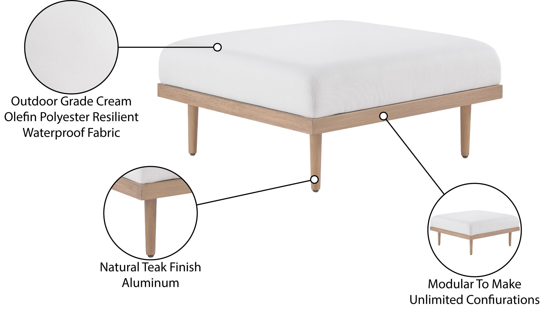 Laguna - Resilient Water Resistant Fabric Upholstered Outdoor Patio Modular Ottoman - Urban Living Furniture (Los Angeles, CA)