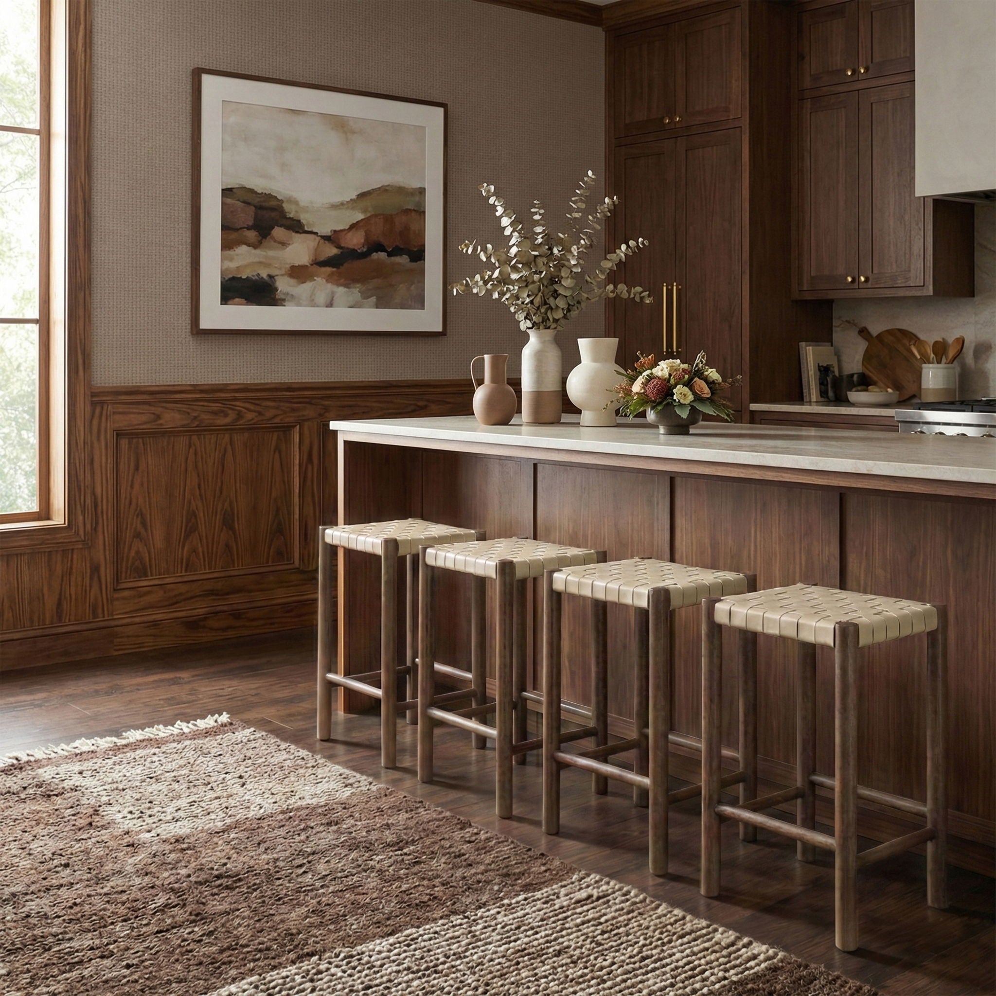 Entwine - Vegan Leather Upholstered Backless Counter Stool - Painted Brown - Urban Living Furniture (Los Angeles, CA)