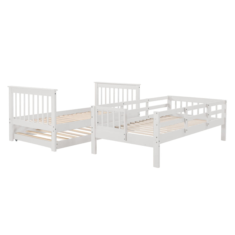 Stairway Bunk Bed With Storage And Guard Rail For Bedroom