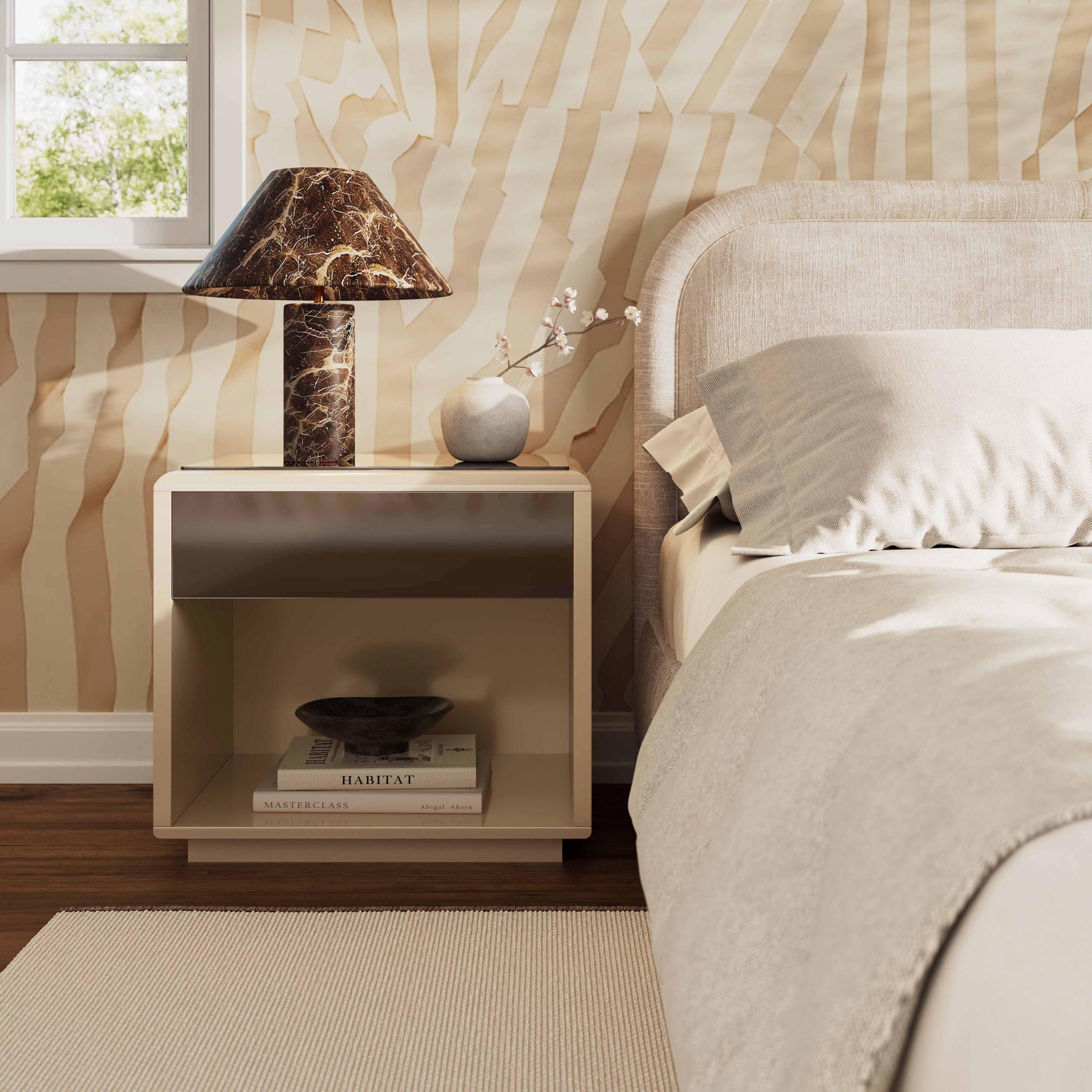 Martha - Mirrored Nightstand - Taupe - Urban Living Furniture (Los Angeles, CA)