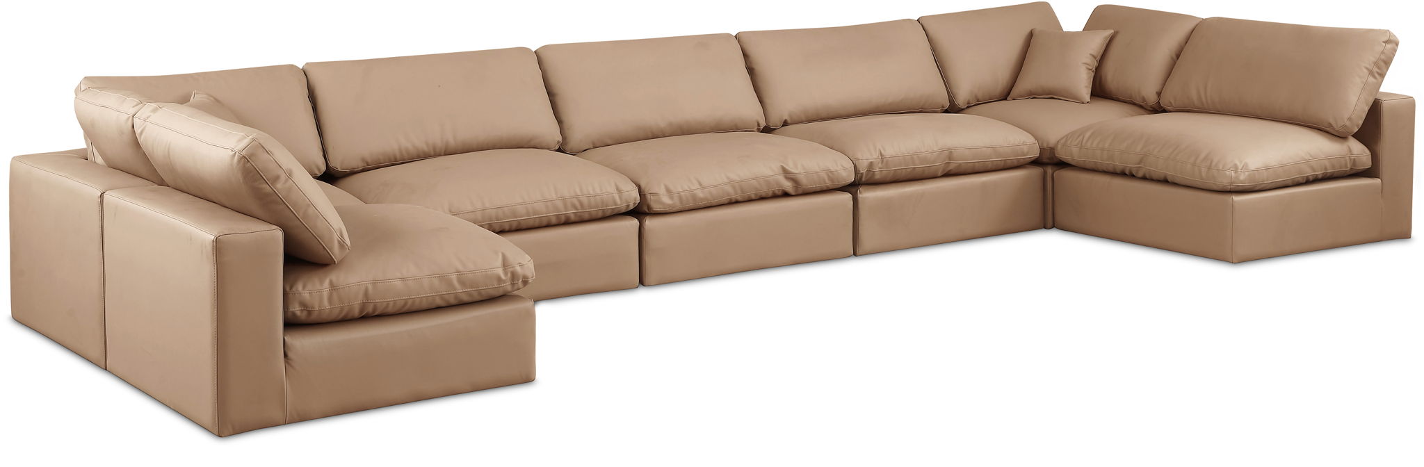 Comfy - 7 Piece Faux Leather Modular Armless Sectional - Tan - Urban Living Furniture (Los Angeles, CA)