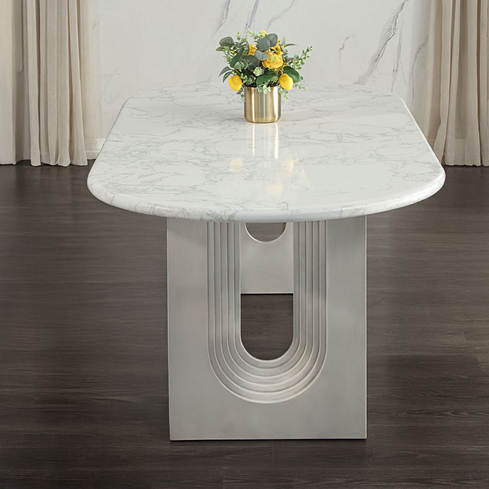Zayn - Dining Table - White Natrual Marble Top & White - Urban Living Furniture (Los Angeles, CA)