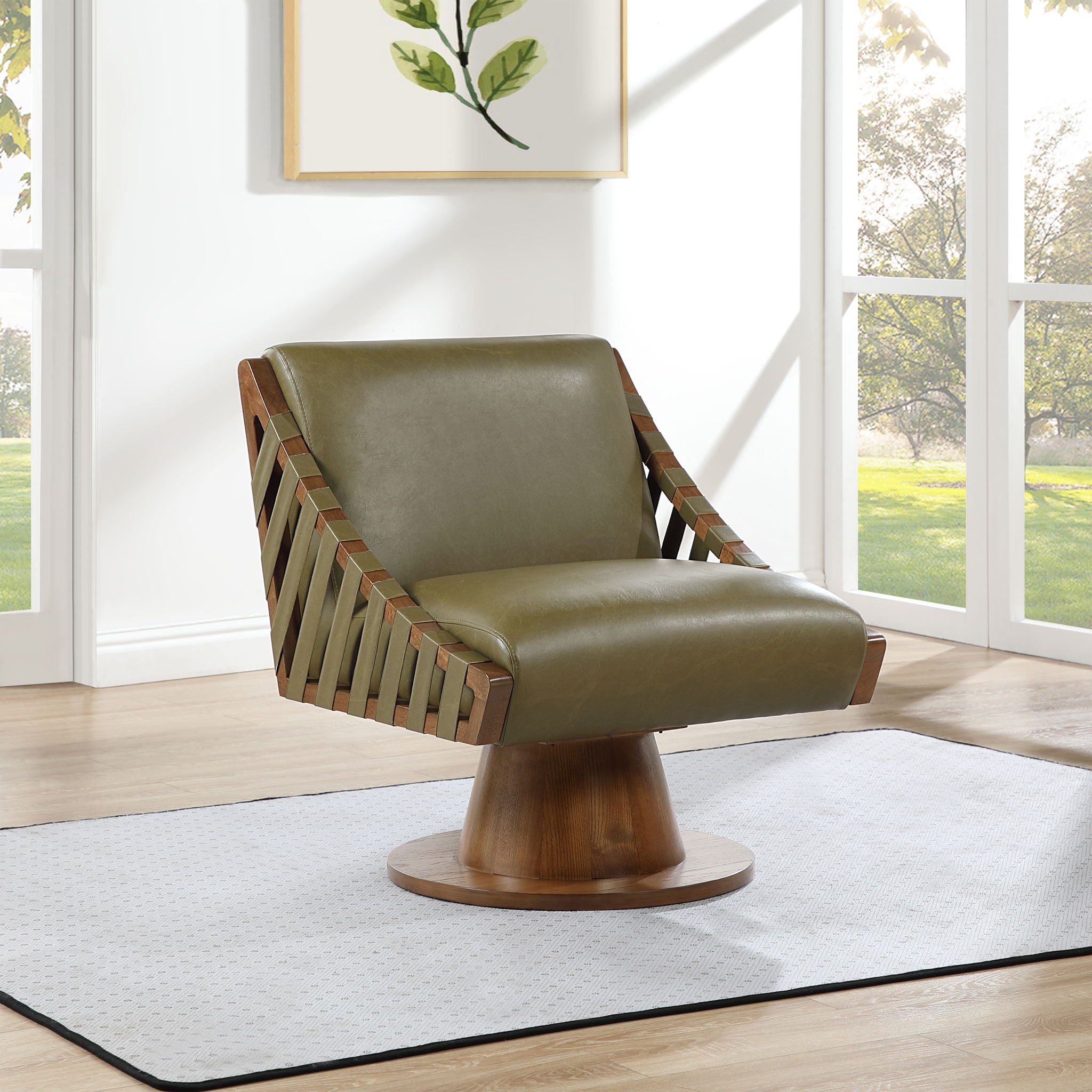 Millwin - Swivel Accent Chair With Brown Base - Urban Living Furniture (Los Angeles, CA)