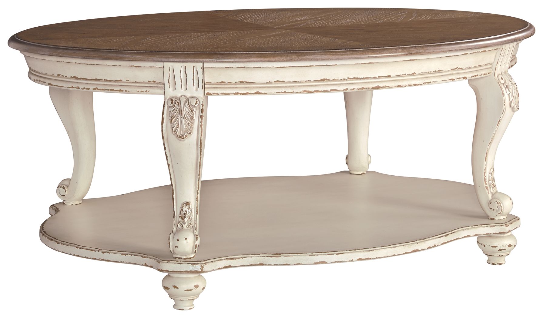 Realyn - White / Brown - Oval Cocktail Table - Urban Living Furniture (Los Angeles, CA)