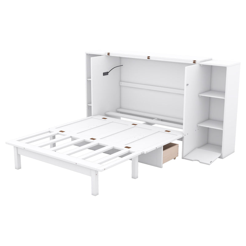 Murphy Bed With Shelves, Drawers And USB Ports