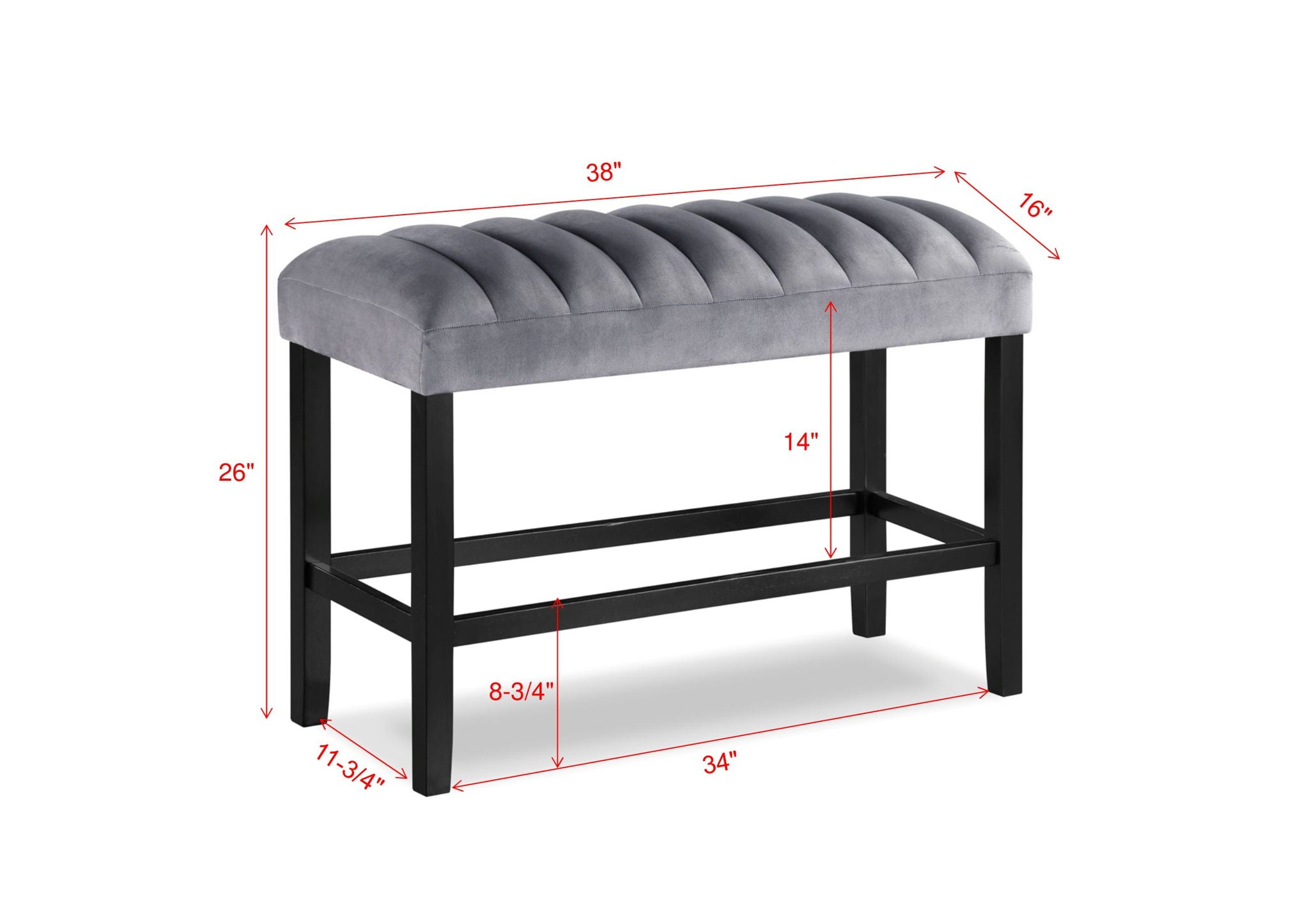 Pascal - Dining High Bench - Gray - Urban Living Furniture (Los Angeles, CA)