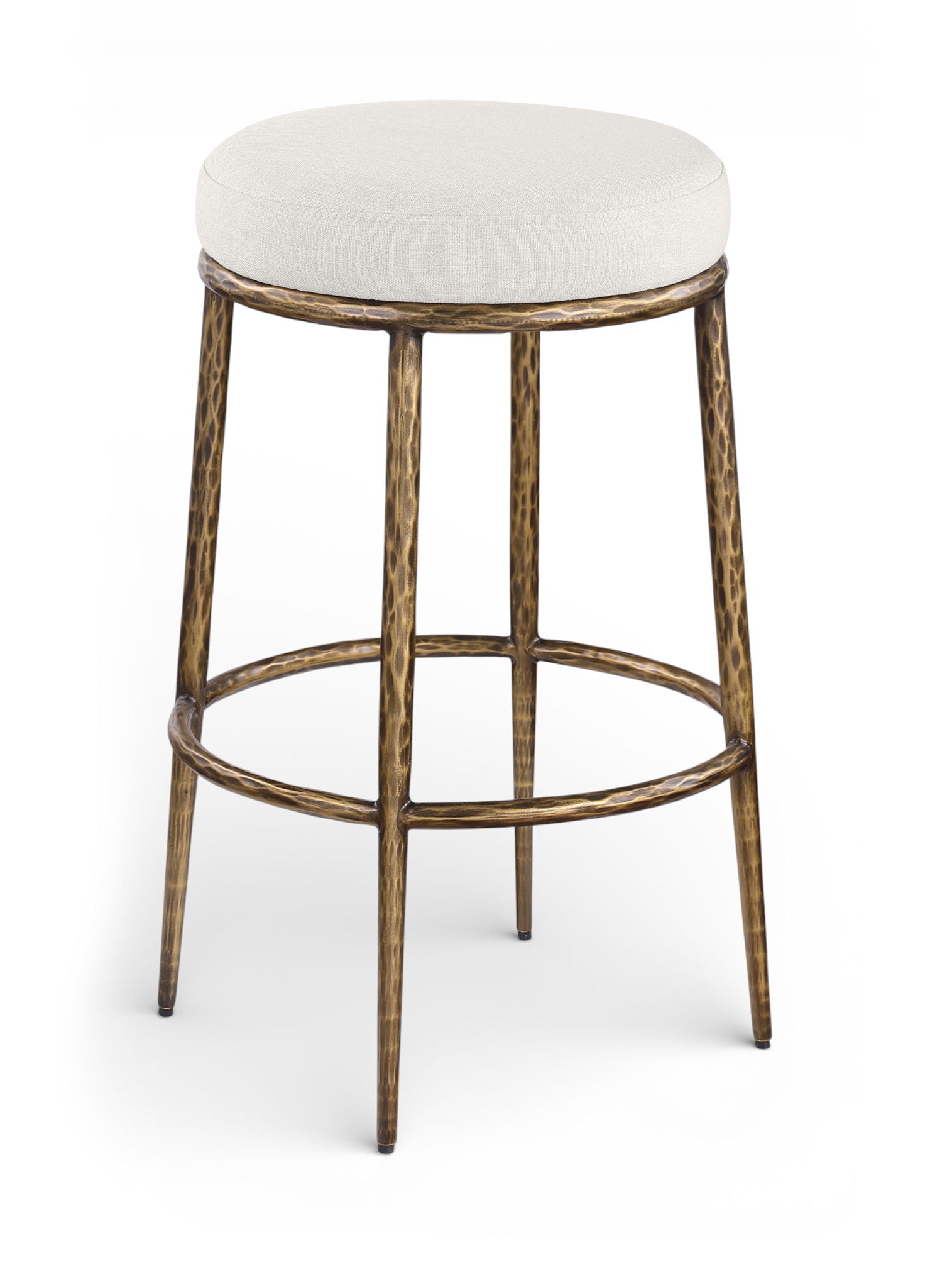 Ferro - Performance Fabric Upholstered Backless Bar Stool - Cream / Antique Brass - Urban Living Furniture (Los Angeles, CA)