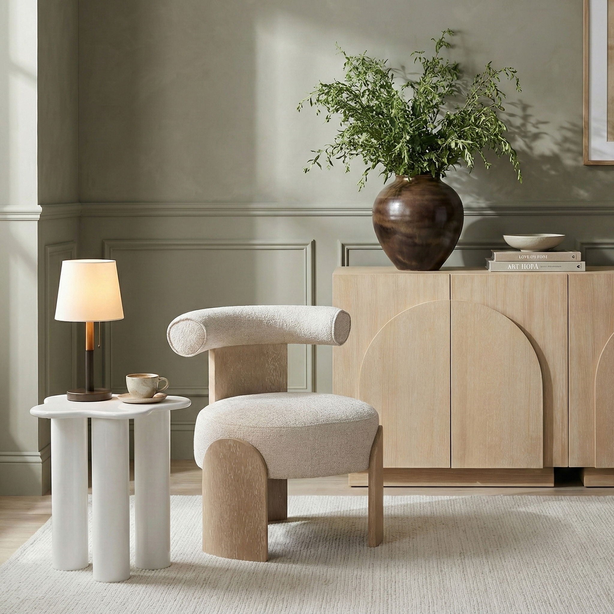 Calder - Linen Textured Fabric Upholstered Accent Chair - Painted Natural Base - Urban Living Furniture (Los Angeles, CA)