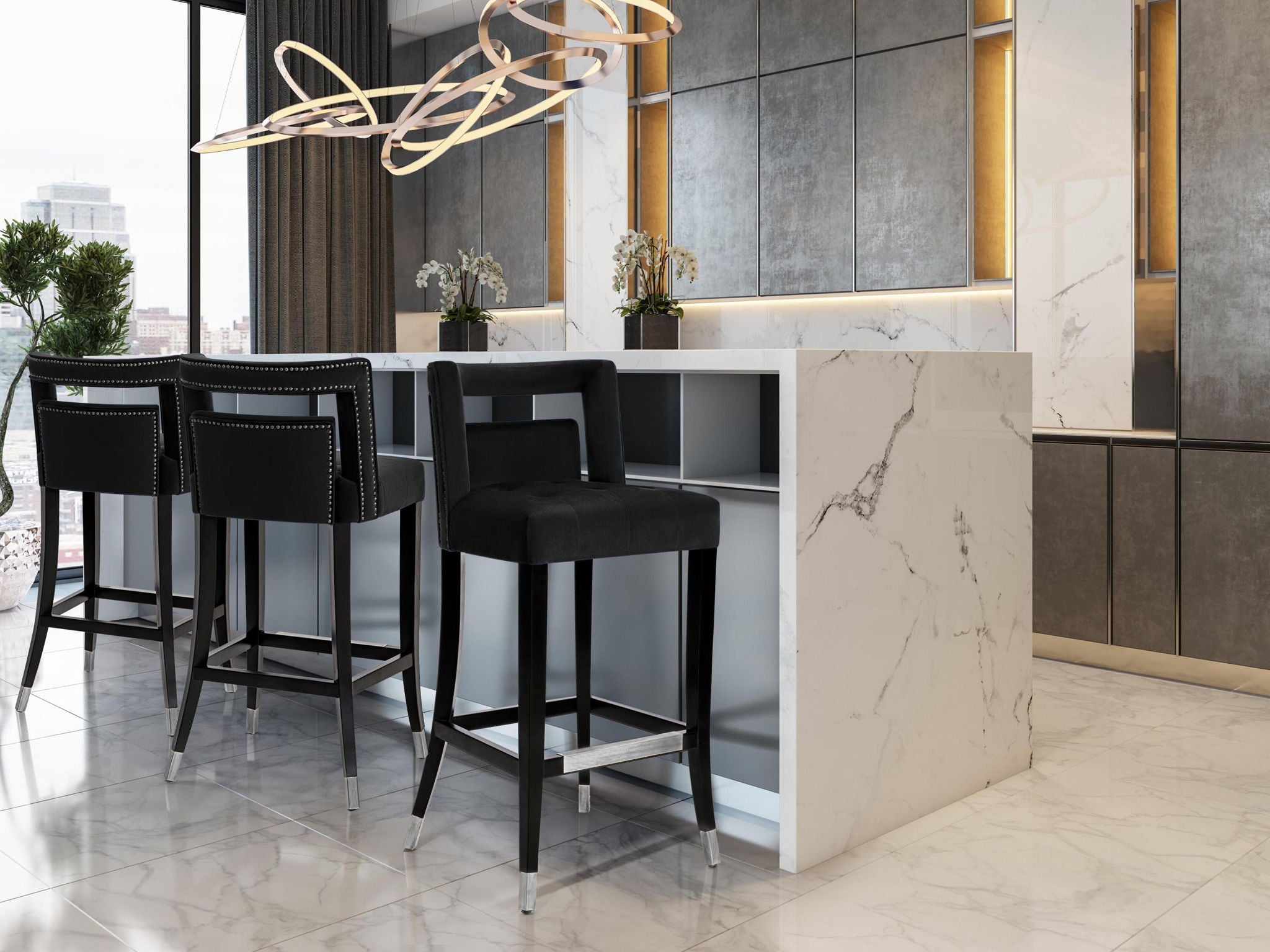 Hart - Velvet Stool - Urban Living Furniture (Los Angeles, CA)