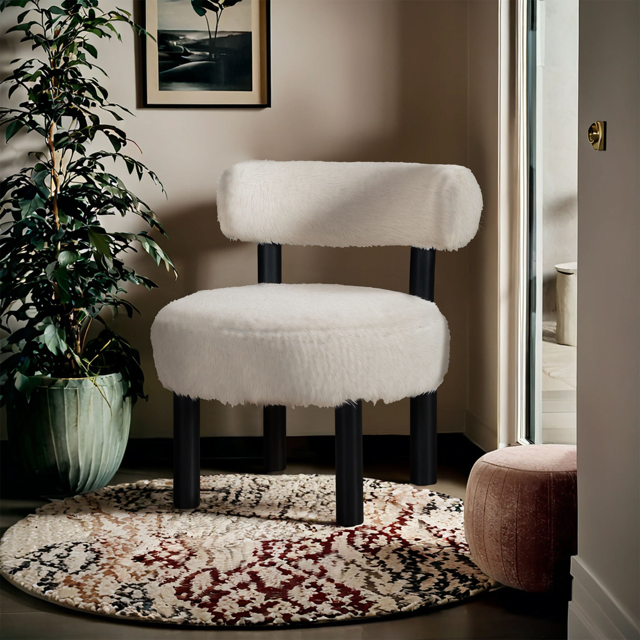 Ambre - Vegan Shearling Fabric Upholstered Accent Chair - Urban Living Furniture (Los Angeles, CA)