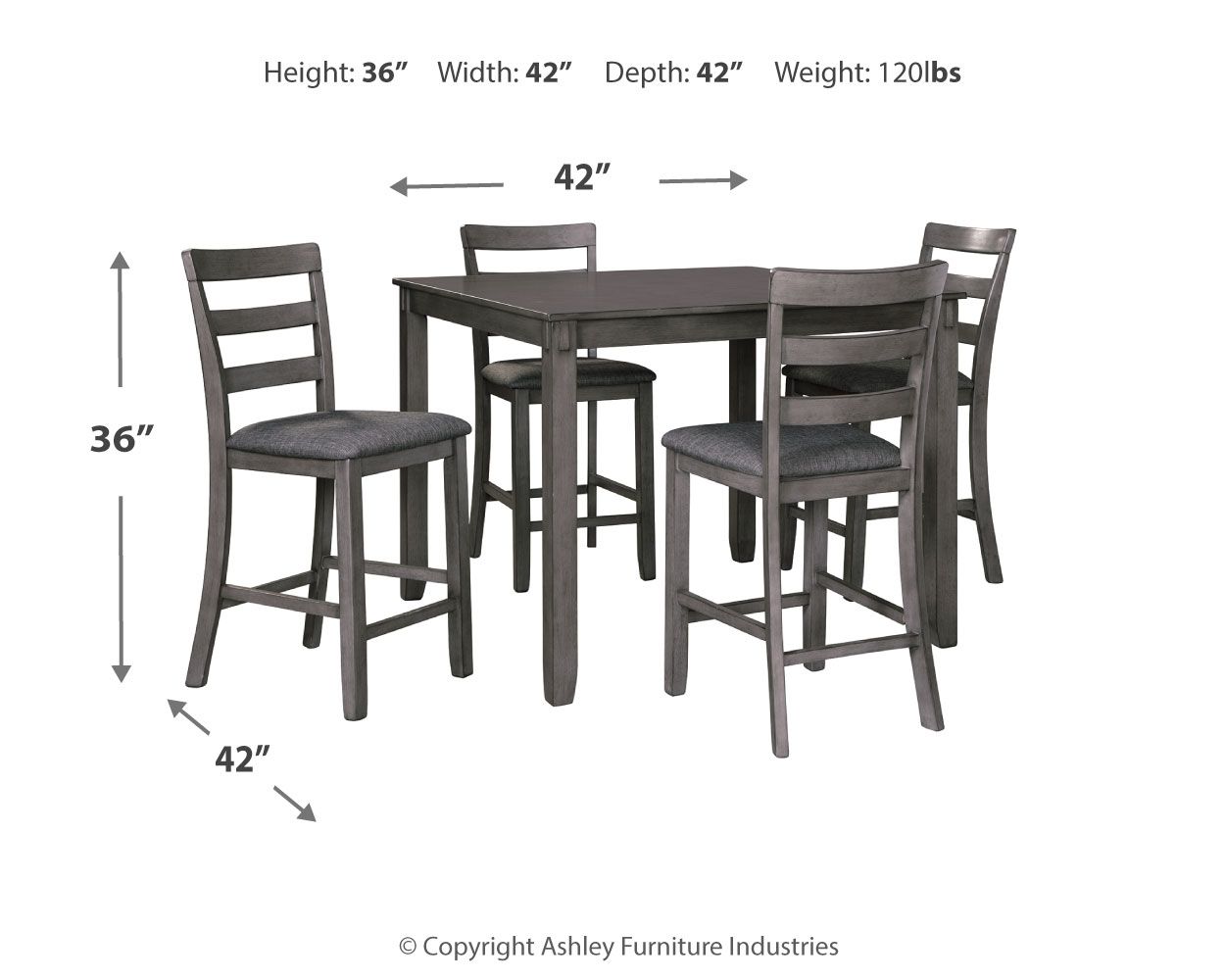 Bridson - Gray - Square Counter TBL Set (Set of 5) - Urban Living Furniture (Los Angeles, CA)