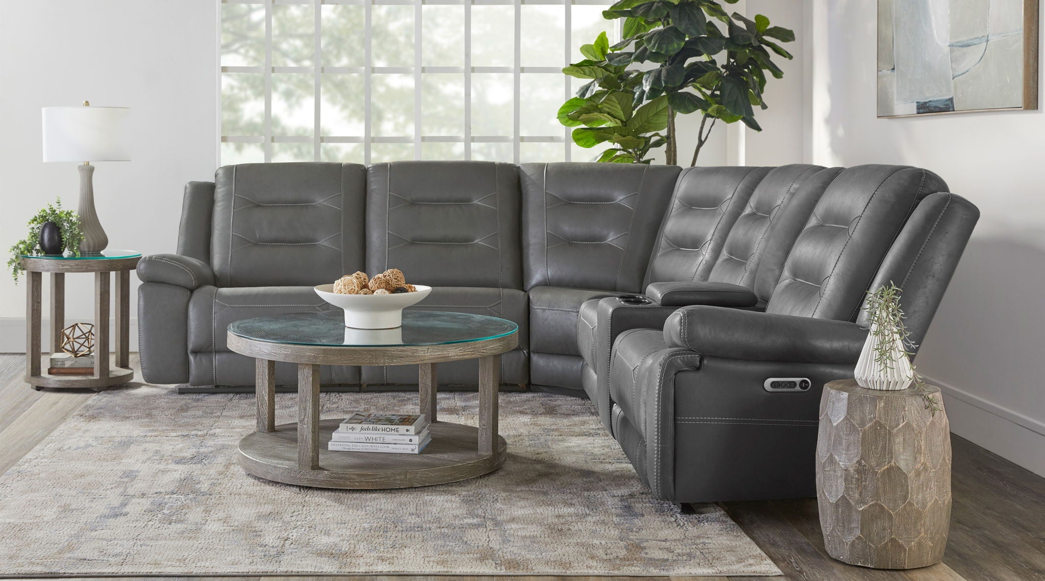 Caldwell - Power Left Arm Facing Recliner - Tahoe Charcoal