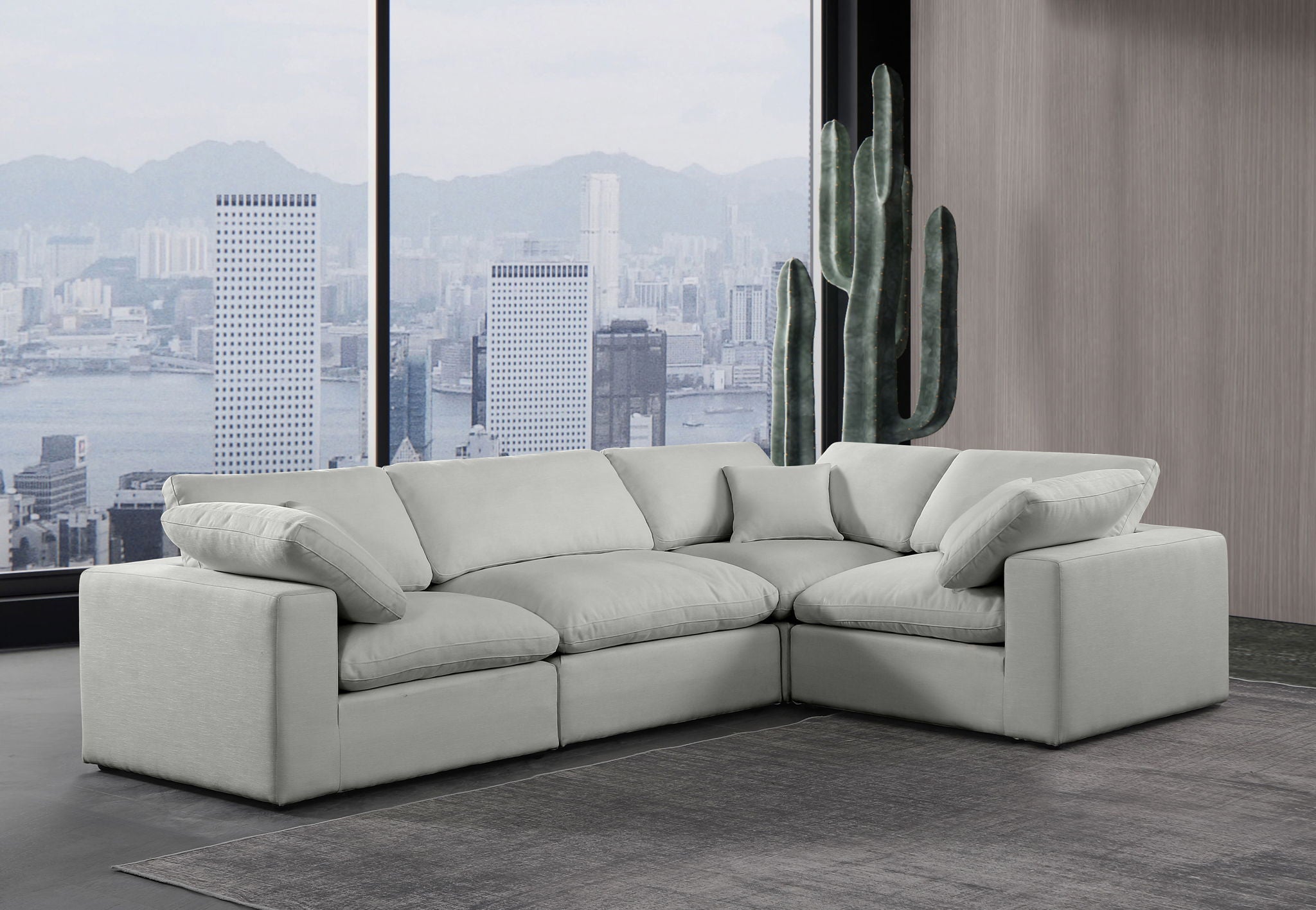 Comfy - 4 Piece Linen Fabric Modular Sectional - Urban Living Furniture (Los Angeles, CA)