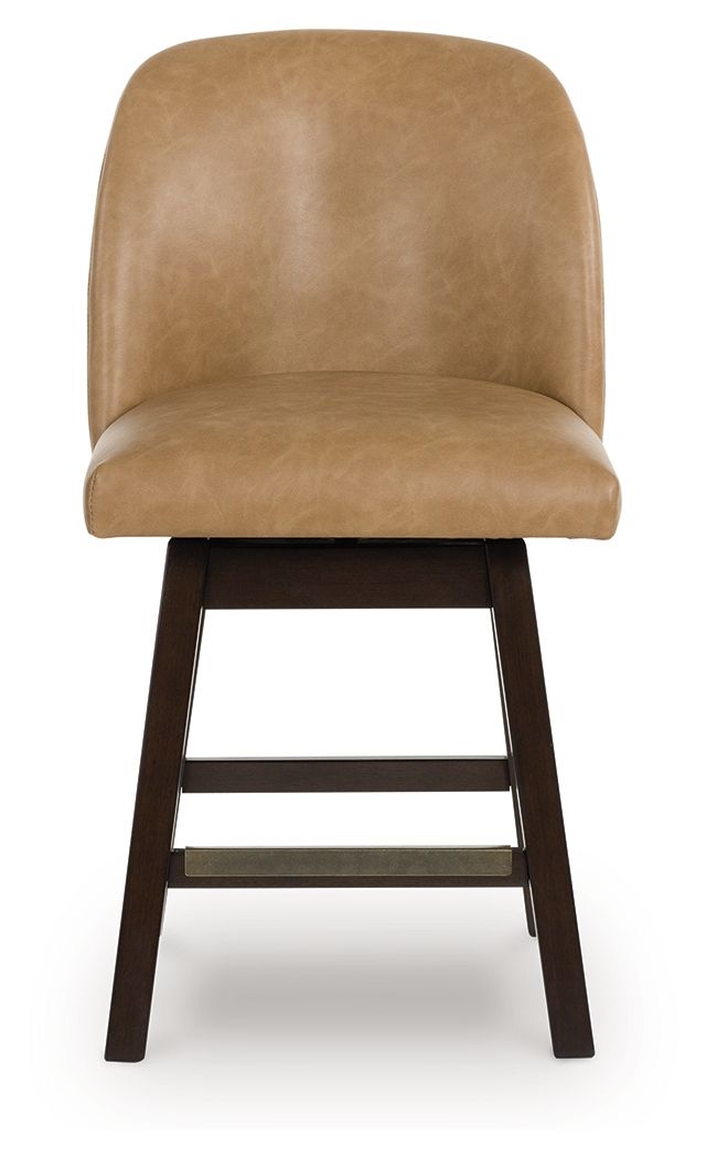 Neymorton - Dark Grayish Brown - Upholstered Swivel Faux Leather Barstool (Set of 2) - Urban Living Furniture (Los Angeles, CA)