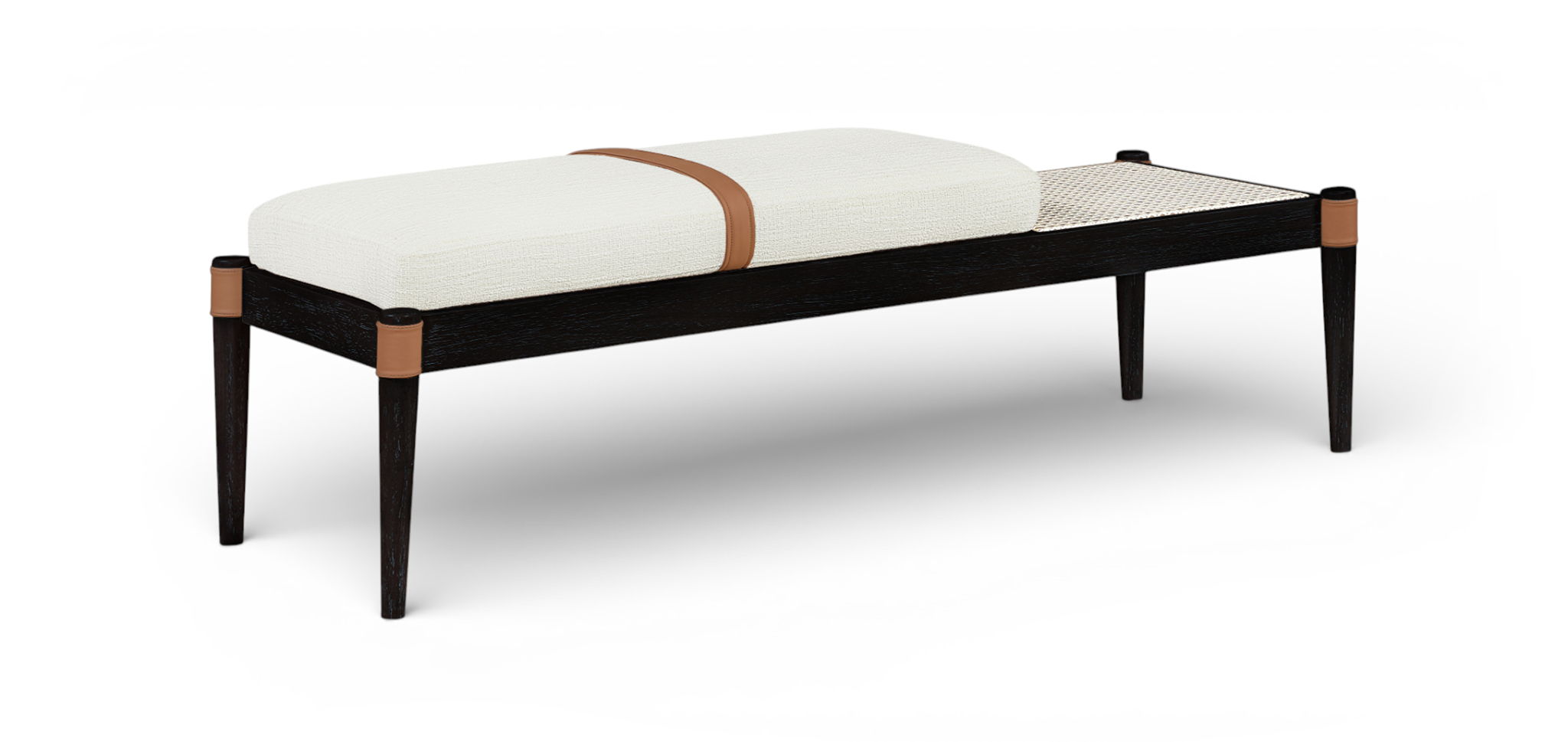 Nara - Linen Textured Fabric Upholstered Bench - Painted Black - Urban Living Furniture (Los Angeles, CA)